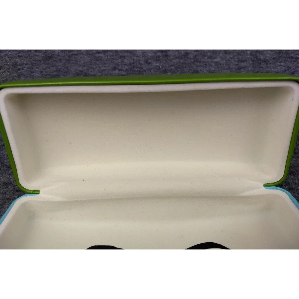 Kate Spade NY Eyeglasses Sunglasses Case Green & Blue Hard Clamshell Eyes Inside